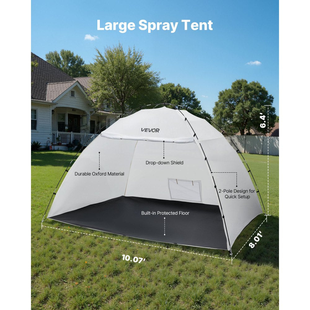 VEVOR Portable Paint Booth Tent, 115.35 x 90.55 x 74 inch Painting Tent Station, Spray Shelter with Built-in Floor &
