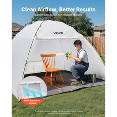 VEVOR Portable Paint Booth Tent, 115.35 x 90.55 x 74 inch Painting Tent Station, Spray Shelter with Built-in Floor &