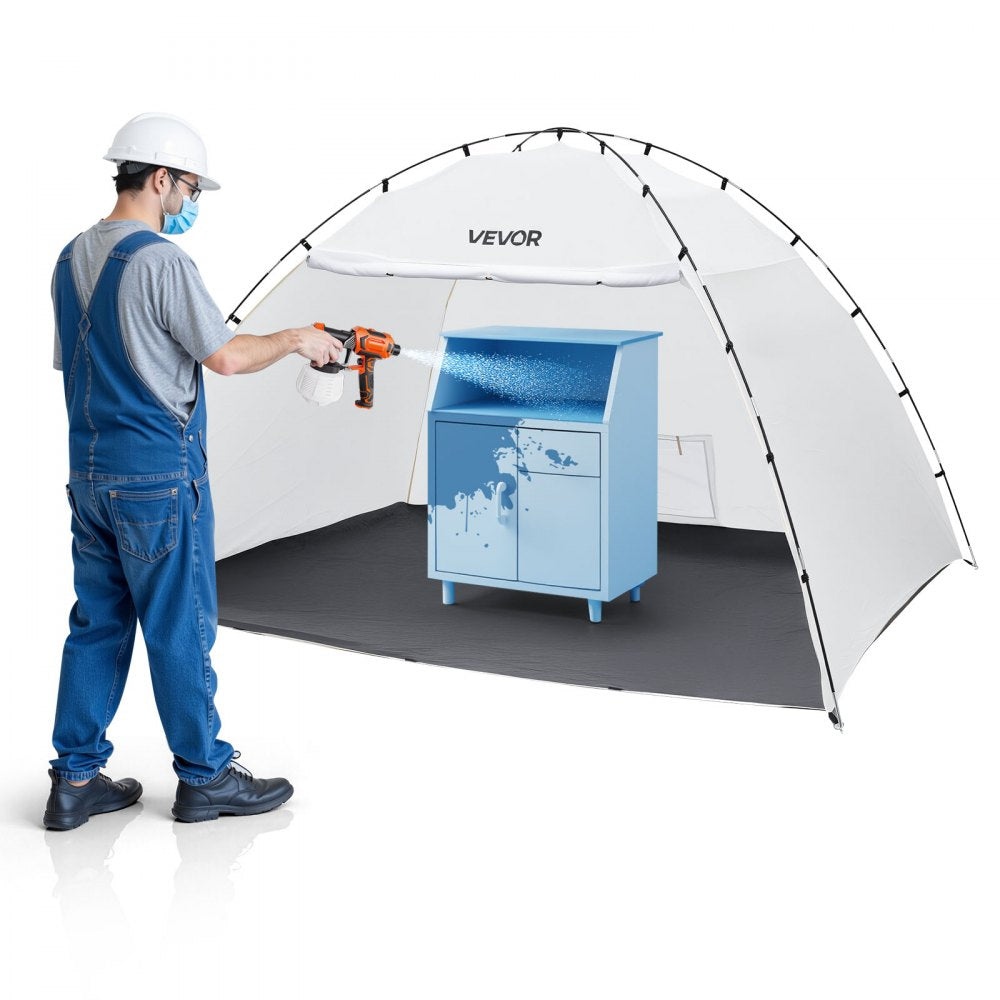 VEVOR Portable Paint Booth Tent, 115.35 x 90.55 x 74 inch Painting Tent Station, Spray Shelter with Built-in Floor &