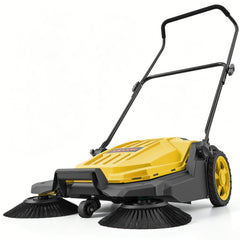 VEVOR Walk-Behind Hand Push Floor Sweeper, Manual Floor Sweeper Non-Electric with 25.6" Sweeping Width, 5 Gallons Waste