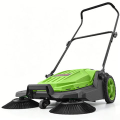 VEVOR Walk-Behind Hand Push Floor Sweeper, Manual Floor Sweeper Non-Electric with 25.6" Sweeping Width, 5 Gallons Waste