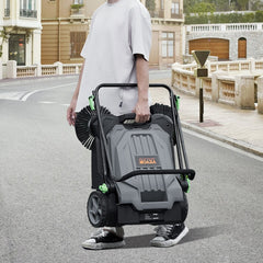 VEVOR Walk-behind Hand Push Floor Sweeper, 25.6" Sweeping Width Floor Sweeper Manual Non-Electric, 5-Gallon Waste
