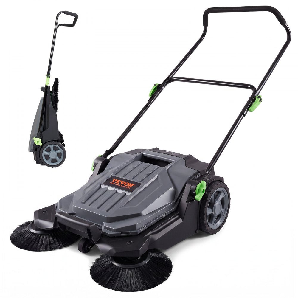 VEVOR Walk-behind Hand Push Floor Sweeper, 25.6" Sweeping Width Floor Sweeper Manual Non-Electric, 5-Gallon Waste