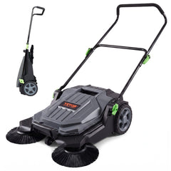 VEVOR Walk-behind Hand Push Floor Sweeper, 25.6" Sweeping Width Floor Sweeper Manual Non-Electric, 5-Gallon Waste