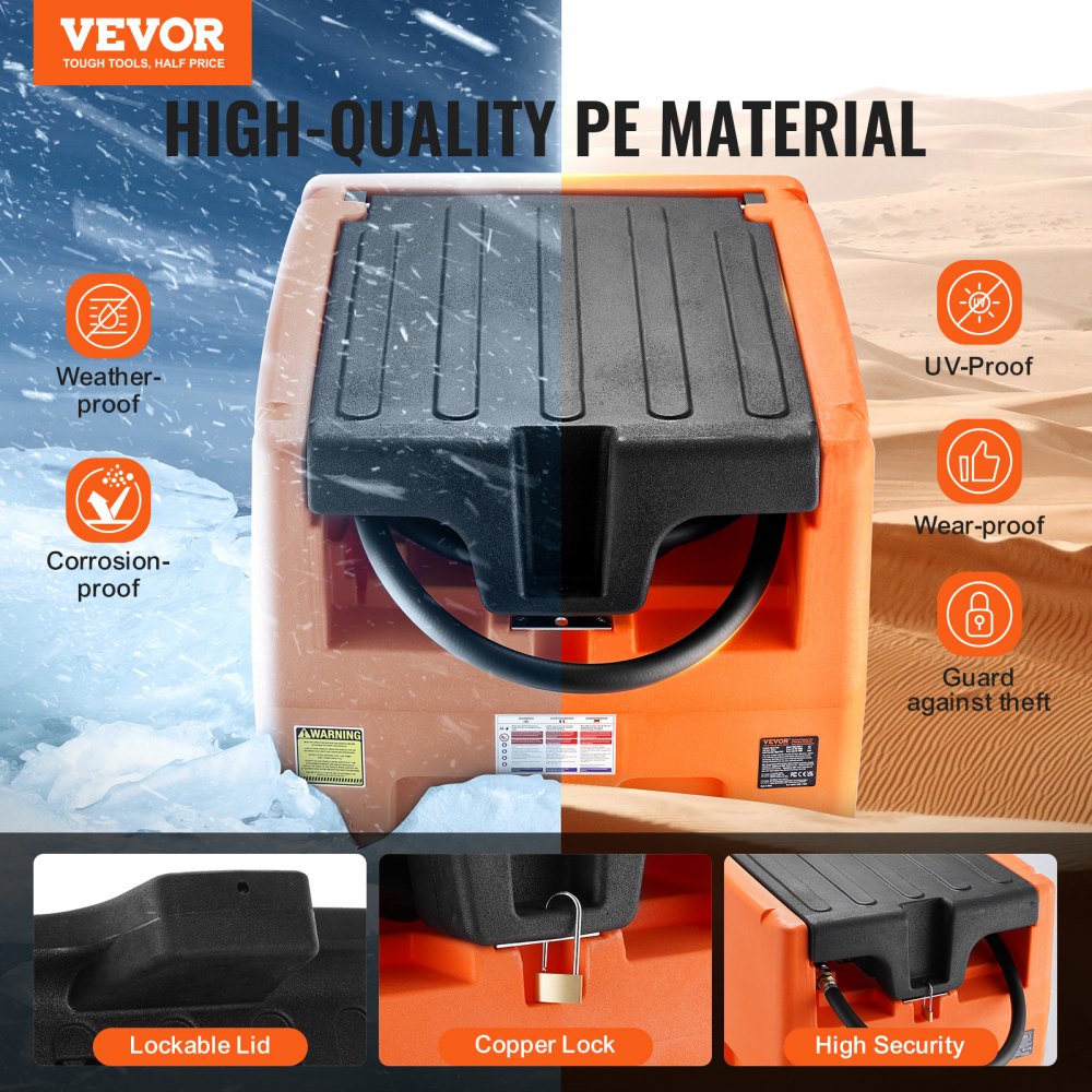 VEVOR Portable Diesel Tank, 48 Gallon, 10.6GPM Flow Rate, Diesel Fuel Tank with 12V Electric Transfer Pump, 13.1 ft