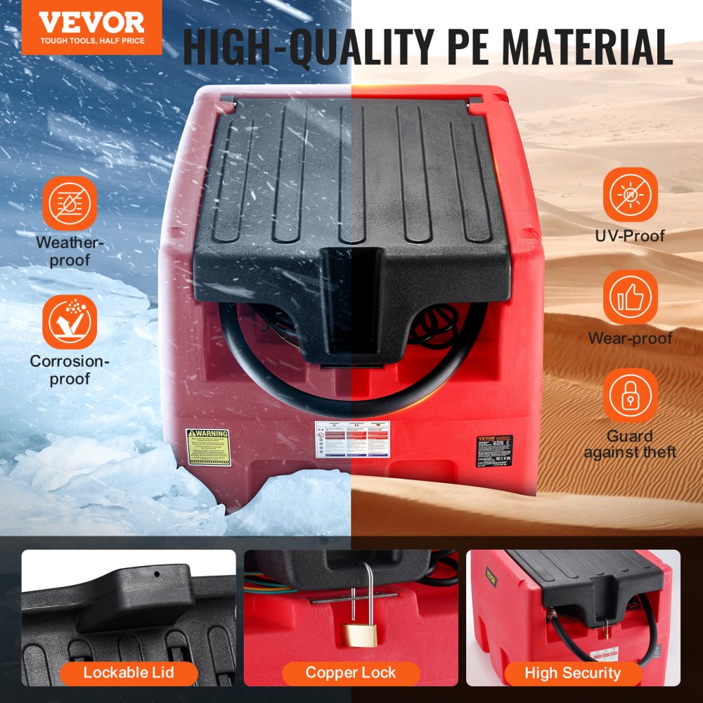 VEVOR Portable Diesel & Gasoline Tank, 48 Gallon, 10.6GPM Flow Rate, Diesel Fuel Tank with 12V Electric Transfer Pump