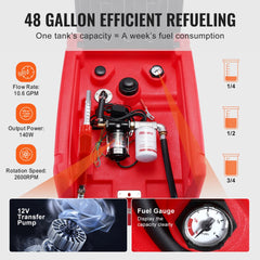 VEVOR Portable Diesel & Gasoline Tank, 48 Gallon, 10.6GPM Flow Rate, Diesel Fuel Tank with 12V Electric Transfer Pump