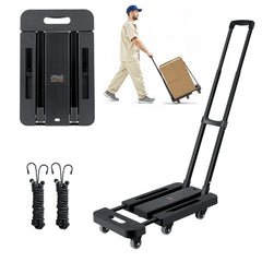 VEVOR Folding Hand Truck, 500 lbs Load Capacity, Collapsible Luggage Cart with 6 Wheels, 2 Elastic Ropes & Expandable