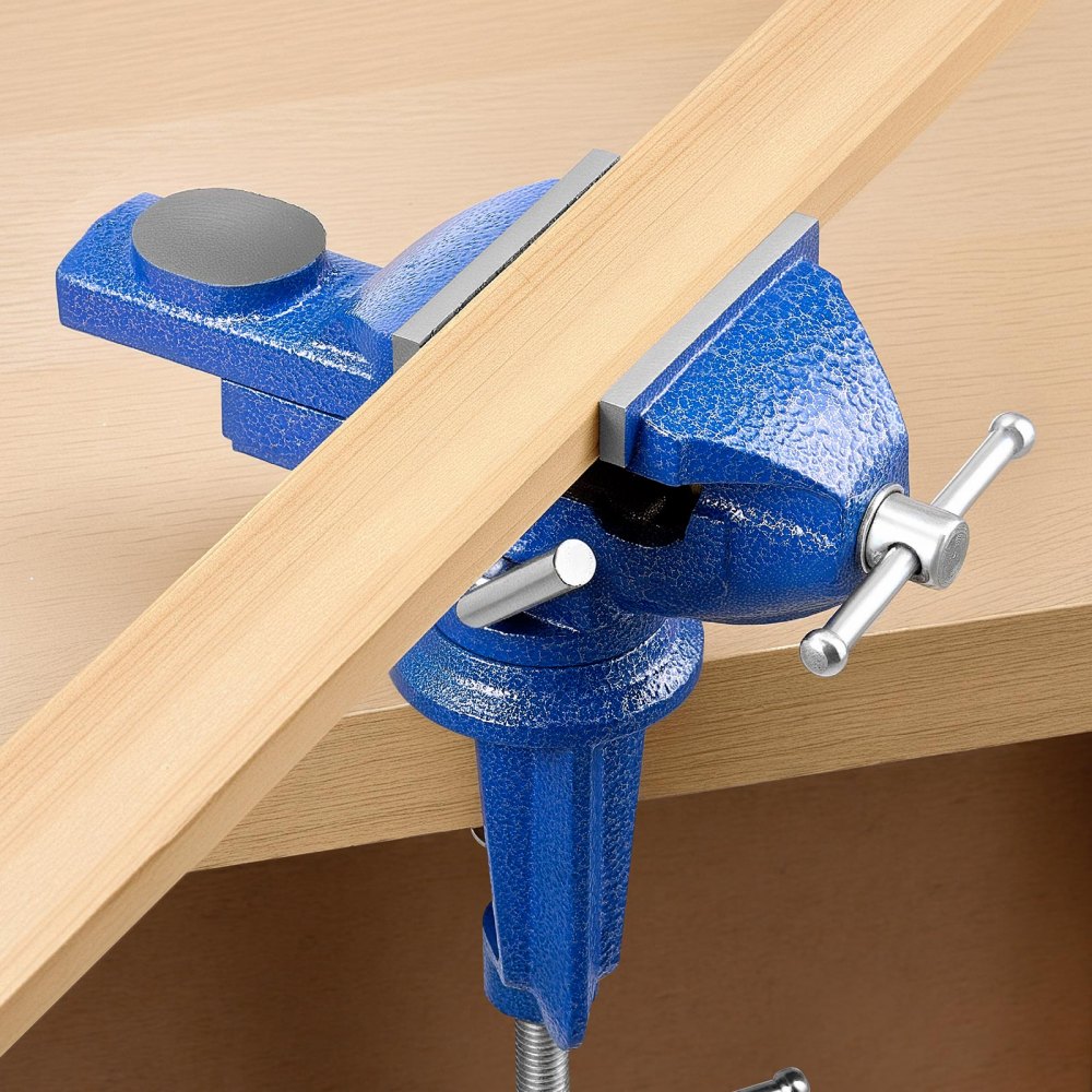 VEVOR Bench Vise, 3 Inch, Portable Workbench Vice with 360° Swivel Base, Quick Release Rotating Bench Clamp, Raised