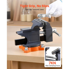 VEVOR Bench Vise, 4.5 Inch, Portable Workbench Vice with 270° Swivel Base, Quick Release Rotating Bench Clamp, Cast