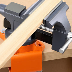 VEVOR Bench Vise, 4.5 Inch, Portable Workbench Vice with 270° Swivel Base, Quick Release Rotating Bench Clamp, Cast
