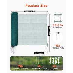 VEVOR Temporary Fence with Posts, 3 x 98.4 FT Plastic Mesh Fencing, Garden Safety Fences Netting with Double-Spike