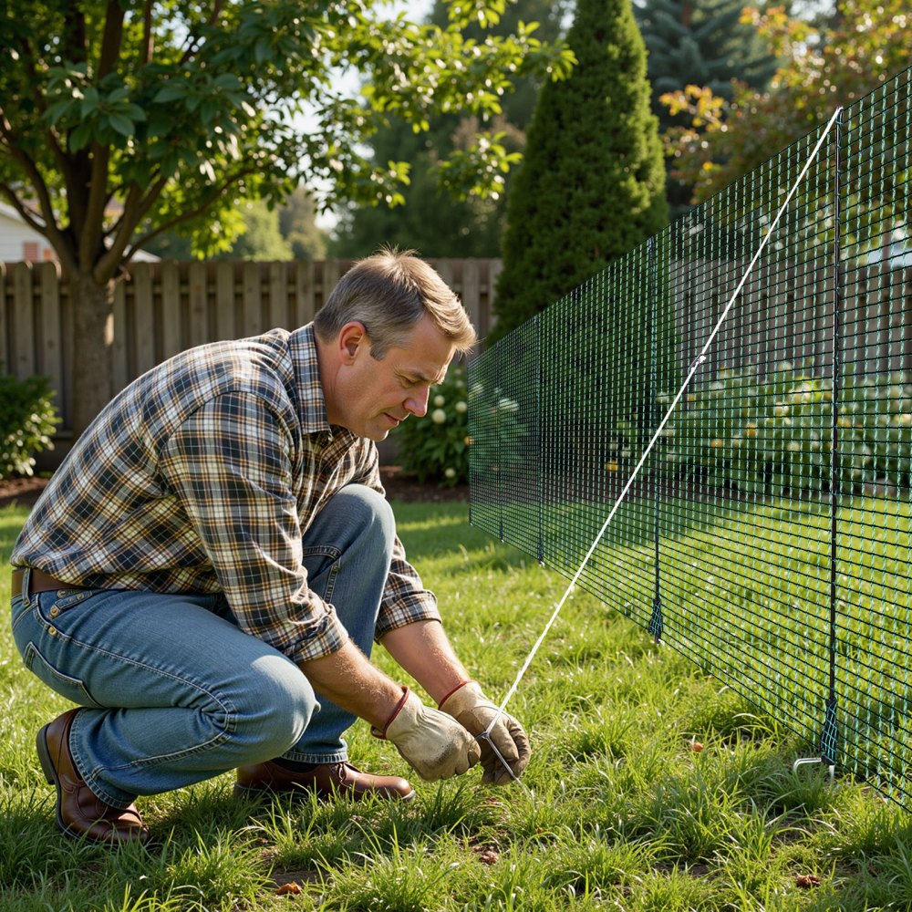 VEVOR Temporary Fence with Posts, 3 x 98.4 FT Plastic Mesh Fencing, Garden Safety Fences Netting with Double-Spike