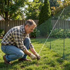 VEVOR Temporary Fence with Posts, 3 x 98.4 FT Plastic Mesh Fencing, Garden Safety Fences Netting with Double-Spike