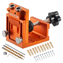 VEVOR Pocket Hole Jig Kit, 0.47 to 1.89 in Adjustable, Jig Pocket Hole System with Step Drill, Hex Wrench, Drill Stop
