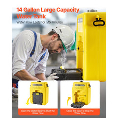VEVOR Portable Eye Wash Station 14 Gal, OSHA-Approved Eyewash Station Wall-Mounted/On Flat Surface, Emergency Eye Wash