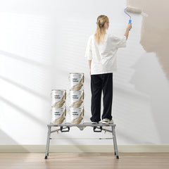 VEVOR Work Platform, 3 Gear Adjustable Height, Folding Alloy Steel Step Ladder, Portable Scaffolding Platform, 400 lb