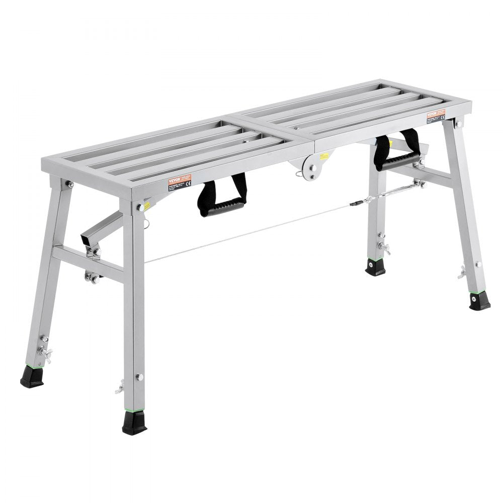 VEVOR Work Platform, 3 Gear Adjustable Height, Folding Alloy Steel Step Ladder, Portable Scaffolding Platform, 400 lb