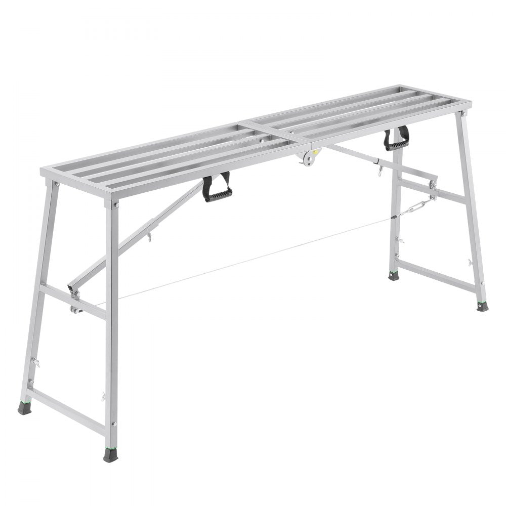 VEVOR Work Platform, 4 Gear Adjustable Height, Folding Alloy Steel Step Ladder, Portable Scaffolding Platform, 880 lb