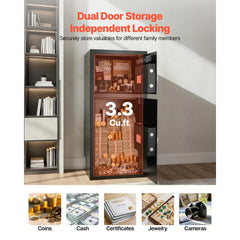 VEVOR Double Door Safe Box, 3.3 Cu. Ft, Heavy Duty Home Safe with Electronic Keypad, Anti-Theft, Digital Safety Lock