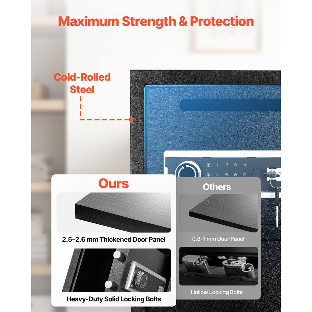 VEVOR Double Door Safe Box, 3.3 Cu. Ft, Heavy Duty Home Safe with Electronic Keypad, Anti-Theft, Digital Safety Lock