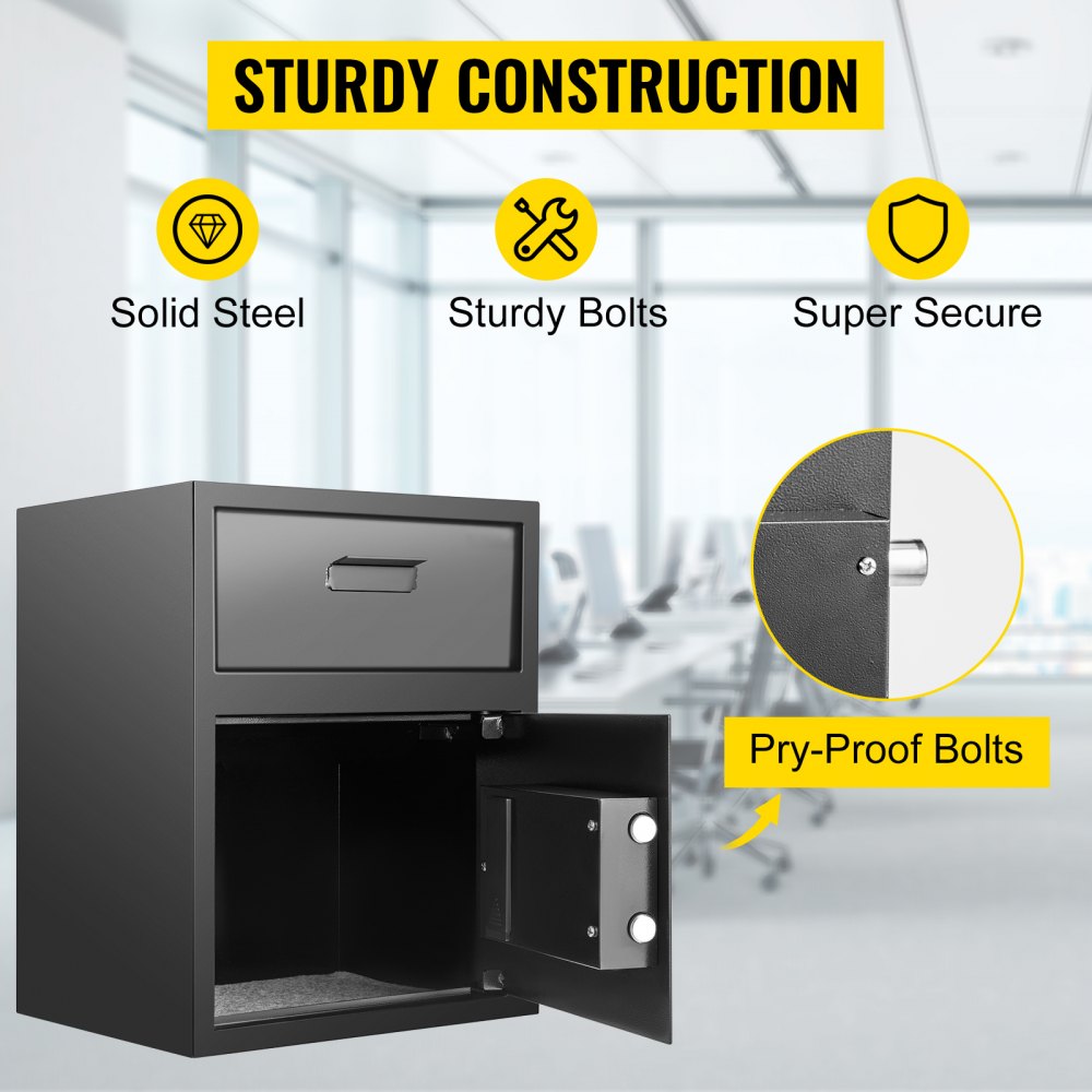 VEVOR Digital Depository Safe 1.7 Cubic Feet Made of Carbon Steel Electronic Code Lock Depository Safe with Deposit