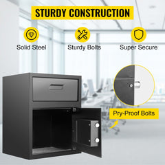 VEVOR Digital Depository Safe 1.7 Cubic Feet Made of Carbon Steel Electronic Code Lock Depository Safe with Deposit