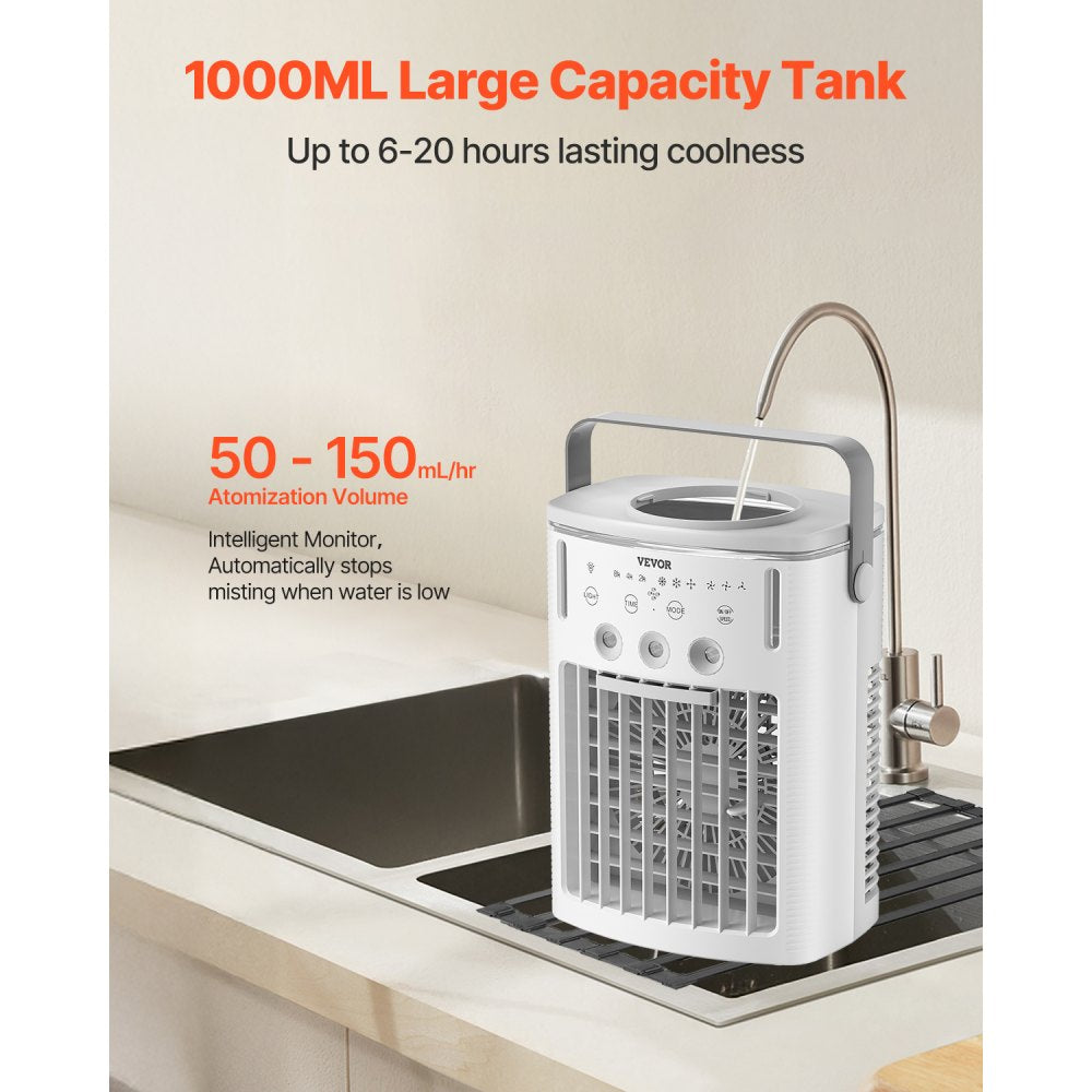 VEVOR Portable Air Conditioner, 4-in-1 Evaporative Air Cooler with Remote Control, 3-Speed Mini Air Conditioner with