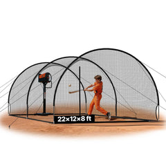 VEVOR Baseball Batting Cage, 22.2 x 12.1 x 7.9 FT Freestanding Portable Batting Cage, Hitting Cages with 4-Ply Knotless