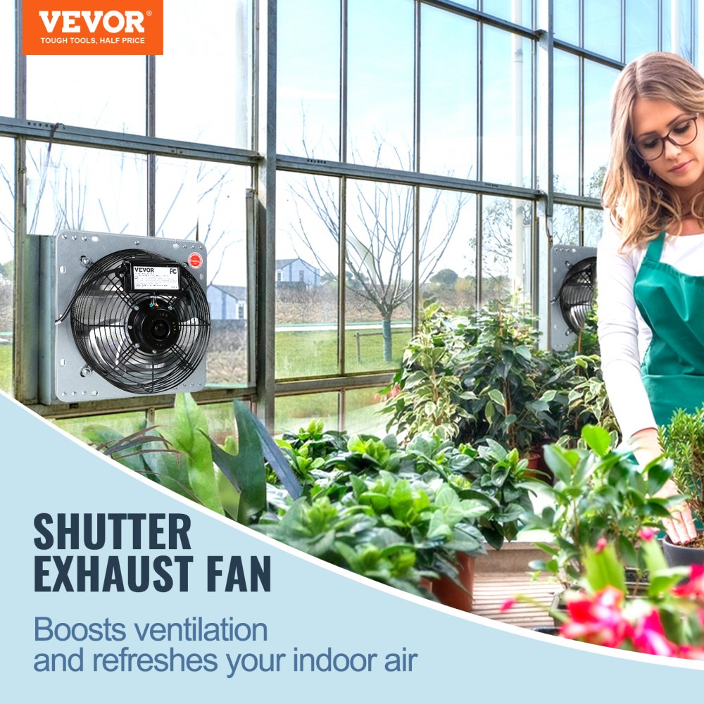VEVOR 10'' Shutter Exhaust Fan, High-speed 820 CFM, Aluminum Wall Mount Attic Fan with AC-motor, Ventilation and