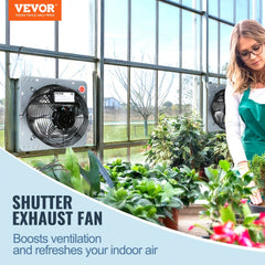 VEVOR 16'' Shutter Exhaust Fan, High-speed 2000 CFM, Aluminum Wall Mount Attic Fan with AC-motor, Ventilation and