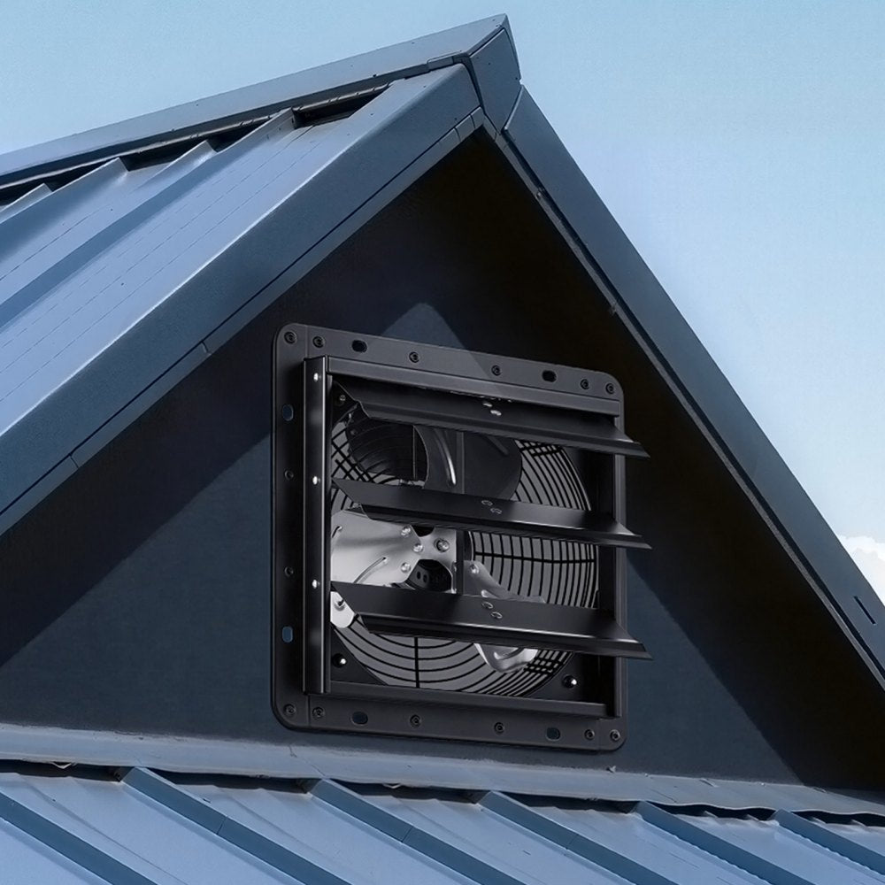 VEVOR 10 inch Shutter Exhaust Fan Wall-Mount Variable Speed Temperature, Automatic Louvers Sturdy Steel Housing, Low