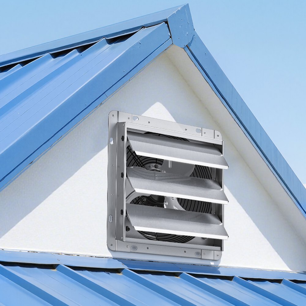 VEVOR 10 Inch Shutter Exhaust Fan Wall Mounted 874 CFM Automatic Louvers, Sturdy Steel Housing, Low Noise, AC Motor