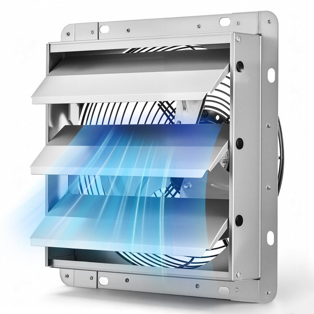 VEVOR 10 Inch Shutter Exhaust Fan Wall Mounted 874 CFM Automatic Louvers, Sturdy Steel Housing, Low Noise, AC Motor