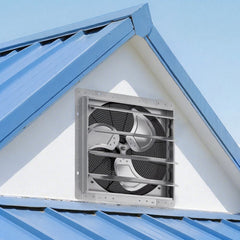 VEVOR 18 Inch Shutter Exhaust Fan Wall Mounted Automatic Louvers Silver, Sturdy Steel Housing, 3051 CFM Low Noise, AC