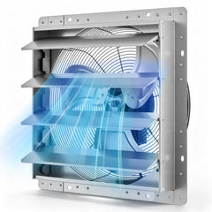 VEVOR 18 Inch Shutter Exhaust Fan Wall Mounted Automatic Louvers Silver, Sturdy Steel Housing, 3051 CFM Low Noise, AC