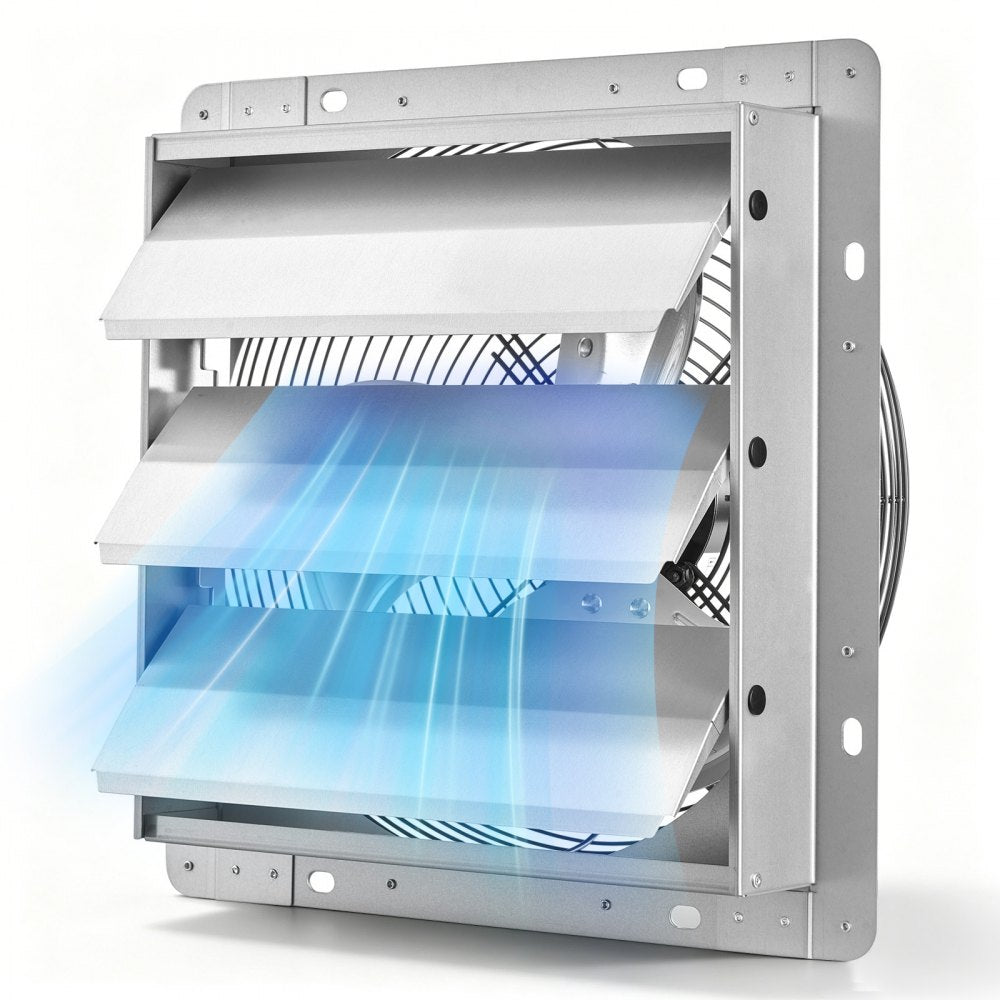 VEVOR 12 Inch Shutter Exhaust Fan Wall Mounted 1347 CFM Automatic Louvers, Sturdy Steel Housing, Low Noise, AC Motor