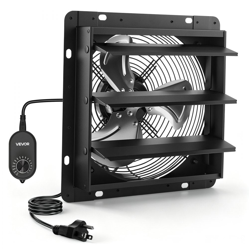 VEVOR 12 in Shutter Exhaust Fan Wall-Mount Automatic Louvers Variable Speed, Sturdy Steel Housing, Low Noise, AC Motor