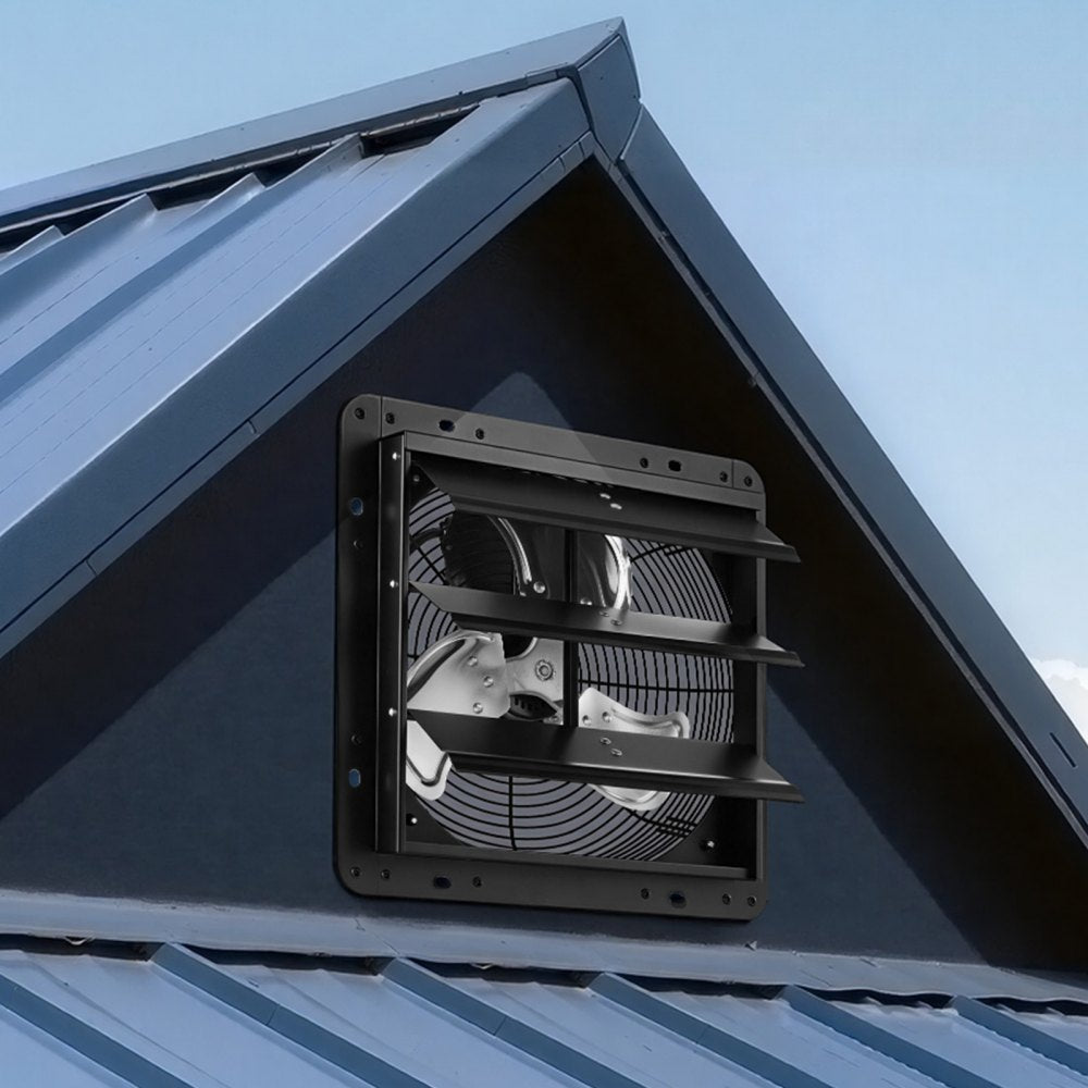 VEVOR 12 inch Shutter Exhaust Fan Wall-Mount Variable Speed Temperature, Automatic Louvers Sturdy Steel Housing, Low