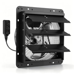 VEVOR 12 inch Shutter Exhaust Fan Wall-Mount Variable Speed Temperature, Automatic Louvers Sturdy Steel Housing, Low