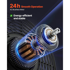 VEVOR 18 in Shutter Exhaust Fan Wall-Mount Automatic Louvers Variable Speed, Sturdy Steel Housing, Low Noise, AC Motor