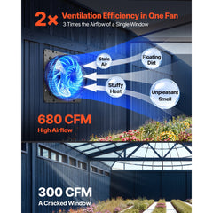 VEVOR 10 Inch Shutter Exhaust Fan Wall Mounted Automatic Louvers EC Motor, Steel Housing, Temperature & Humidity
