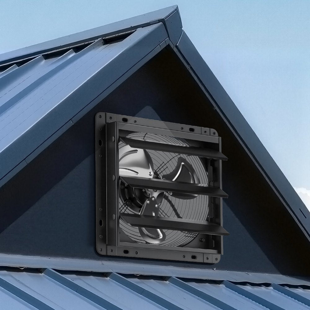 VEVOR 10 Inch Shutter Exhaust Fan Wall Mounted Automatic Louvers EC Motor, Steel Housing, Temperature & Humidity