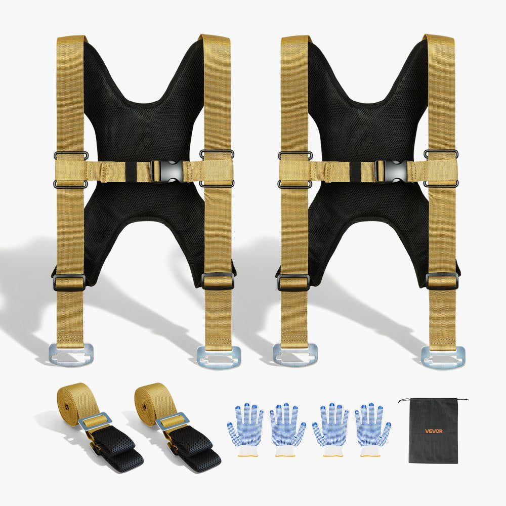 VEVOR Moving Straps, Supports up to 1000 lbs, 2-Person Lifting and Moving System with 2 Harness Straps & 2 Load-bearing
