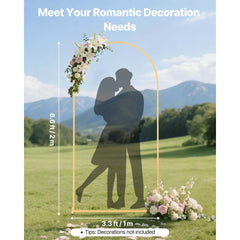 VEVOR Arch Backdrop Stand, 6.6 x 3.3 ft, Stable Structure, Easy Assembly, 1 Piece Gold Metal Arch Backdrop Stand for