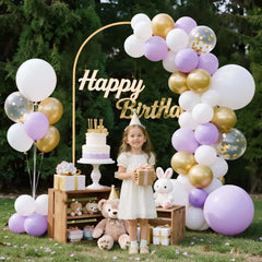 VEVOR Arch Backdrop Stand, 6.6 x 3.3 ft, Stable Structure, Easy Assembly, 1 Piece Gold Metal Arch Backdrop Stand for