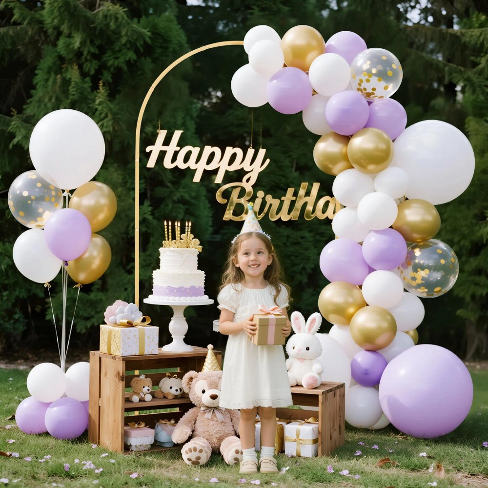 VEVOR Arch Backdrop Stand, 7.2 x 4 ft, Stable Structure, Easy Assembly, 1 Piece Gold Metal Arch Backdrop Stand for
