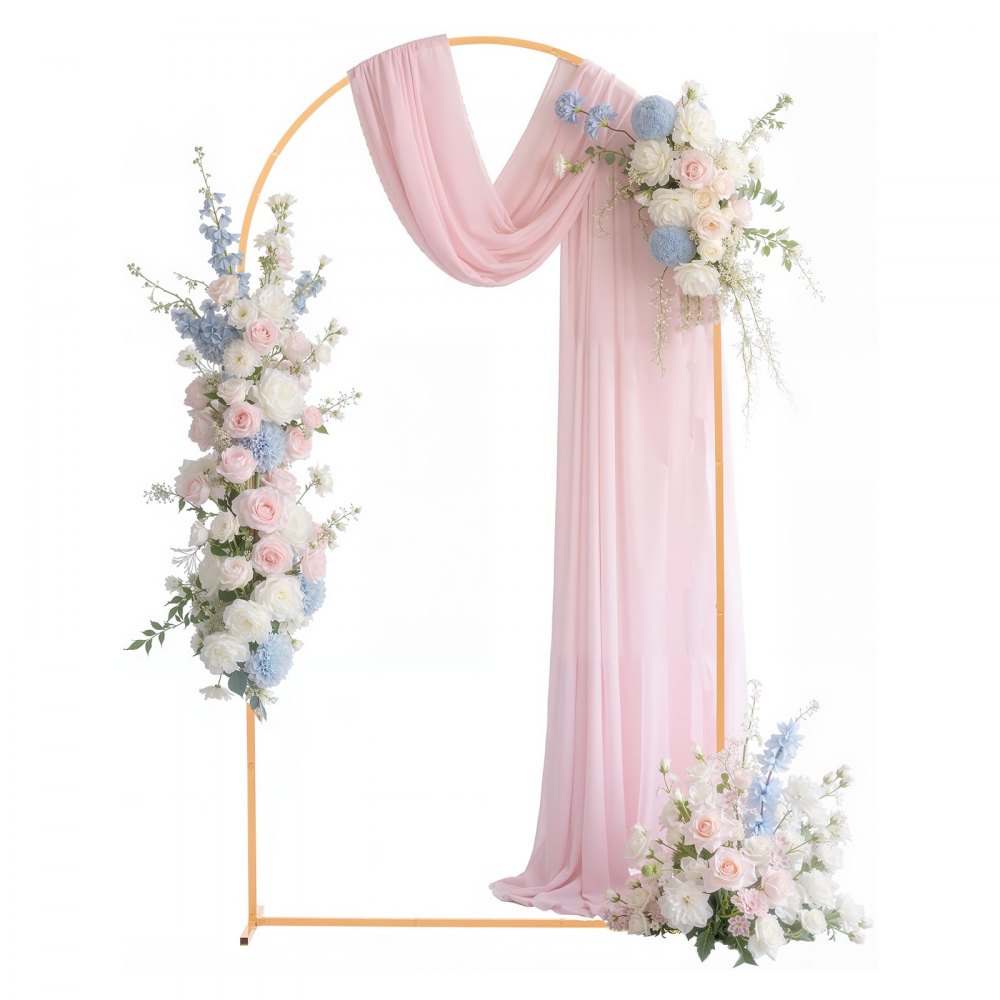 VEVOR Arch Backdrop Stand, 7.2 x 4 ft, Stable Structure, Easy Assembly, 1 Piece Gold Metal Arch Backdrop Stand for