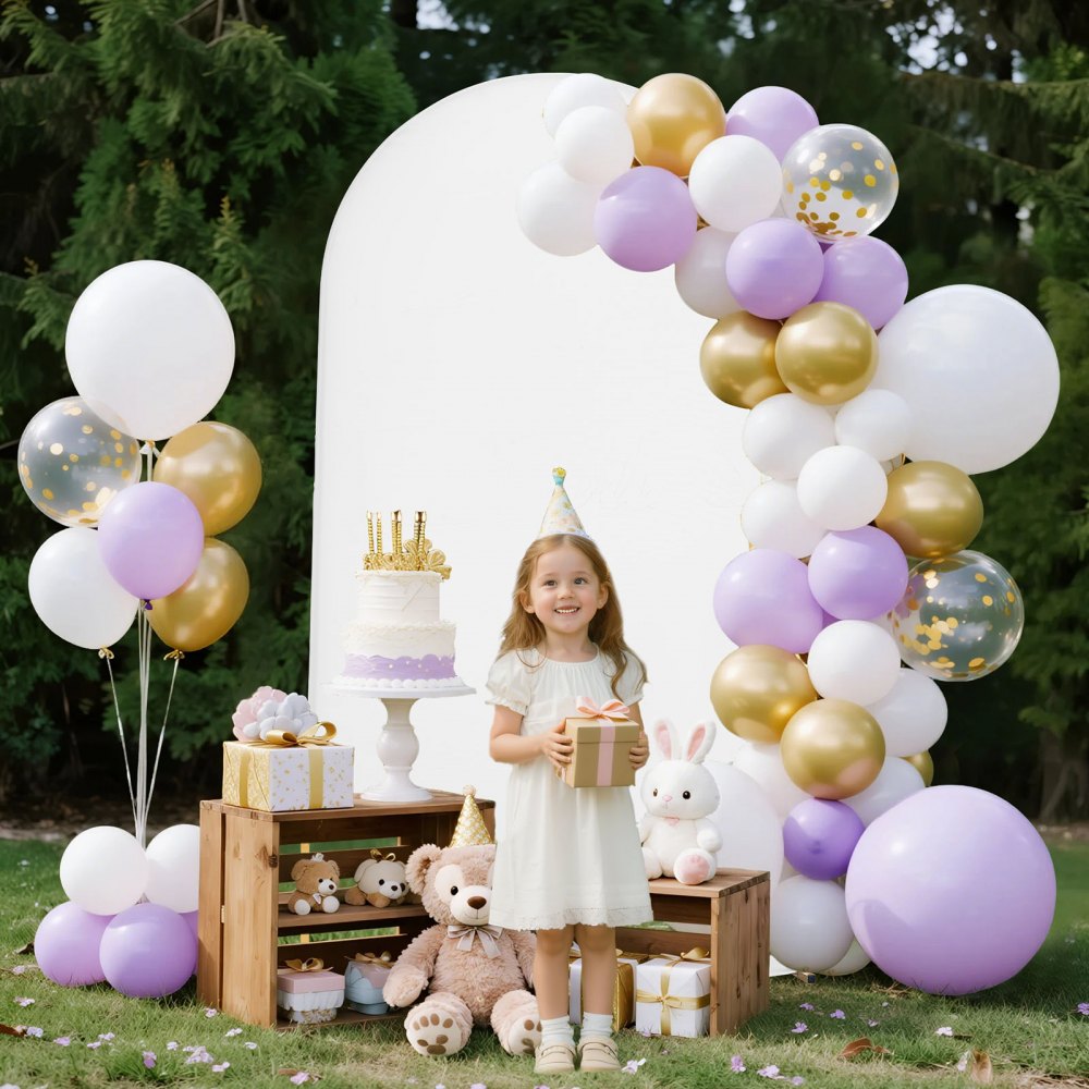 VEVOR Arch Backdrop Stand, 7.2 x 4 ft, Stable Structure, Easy Assembly, 1 Piece Gold Metal Arch Backdrop Stand with