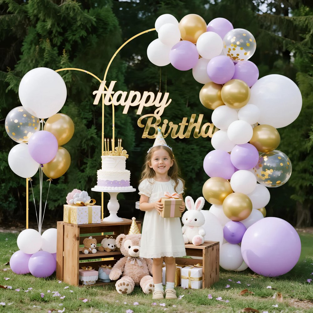 VEVOR Arch Backdrop Stand, Set of 2, 7.2 ft and 6 ft, Stable Structure, Easy Assembly, Gold Metal Arch Backdrop Stand